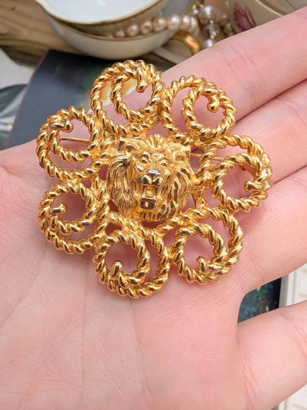 Vintage Anne Klein Lion Head Brooch